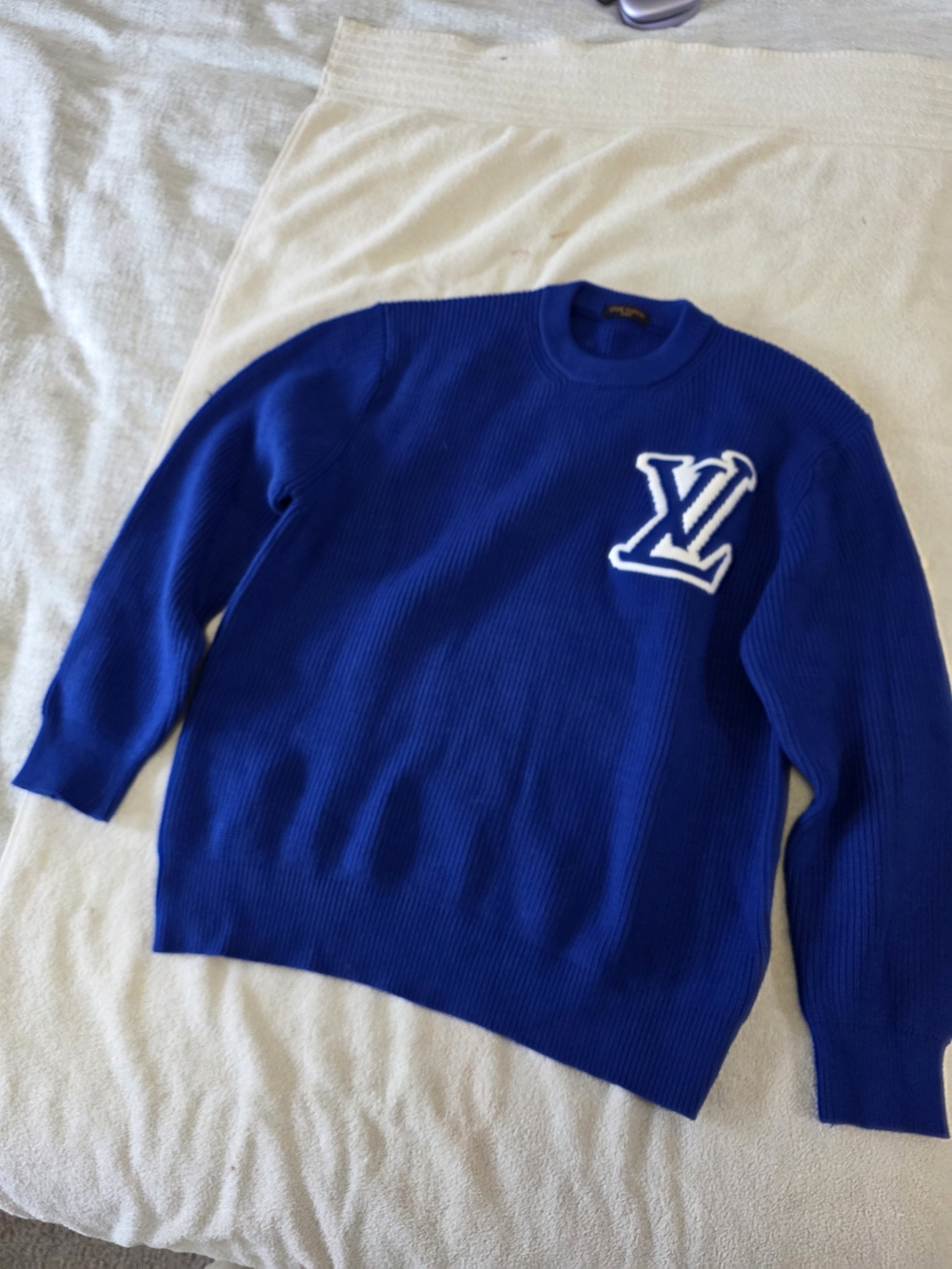 Louis Vuitton Royal Blue Crewneck Sweater with LV Patch